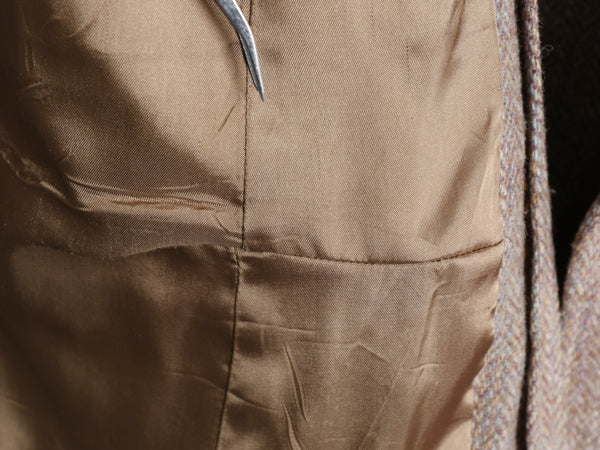 80s ハリスツイード テーラード ジャケット メンズ M 程 旧タグ ヴィンテージ ブレザー ウール ツイード ハンティング 本革 エルボーパッチ