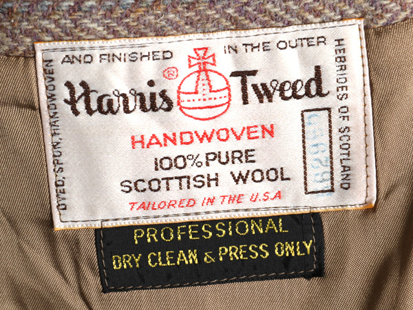 80s ハリスツイード テーラード ジャケット メンズ M 程 旧タグ ヴィンテージ ブレザー ウール ツイード ハンティング 本革 エルボーパッチ