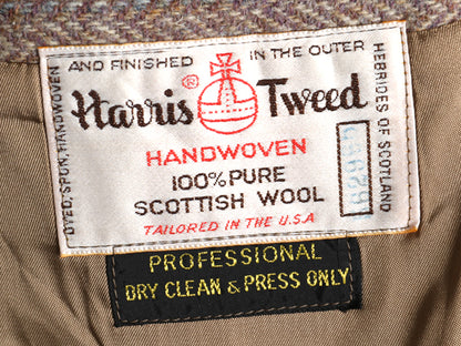 80s ハリスツイード テーラード ジャケット メンズ M 程 旧タグ ヴィンテージ ブレザー ウール ツイード ハンティング 本革 エルボーパッチ