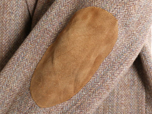 80s ハリスツイード テーラード ジャケット メンズ M 程 旧タグ ヴィンテージ ブレザー ウール ツイード ハンティング 本革 エルボーパッチ