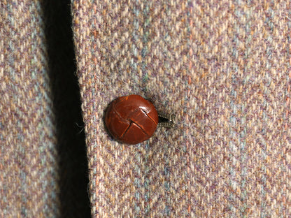 80s ハリスツイード テーラード ジャケット メンズ M 程 旧タグ ヴィンテージ ブレザー ウール ツイード ハンティング 本革 エルボーパッチ