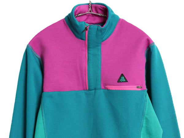 90s USA製 ナイキ ACG THERMAX ハーフジップ トラックトップ メンズ S / 古着 オールド 裏起毛 ストレッチ ジャージ プルオーバー トップス