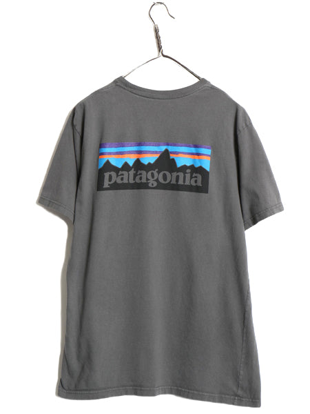 パタゴニア ポケット付き 両面 プリント 半袖 Tシャツ メンズ L / 16年製 アウトドア P6 バックプリント ボックスロゴ カットソー ポケT 灰