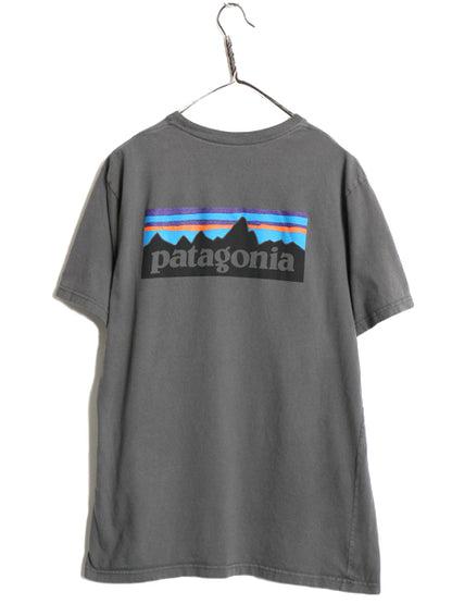 パタゴニア ポケット付き 両面 プリント 半袖 Tシャツ メンズ L / 16年製 アウトドア P6 バックプリント ボックスロゴ カットソー ポケT 灰