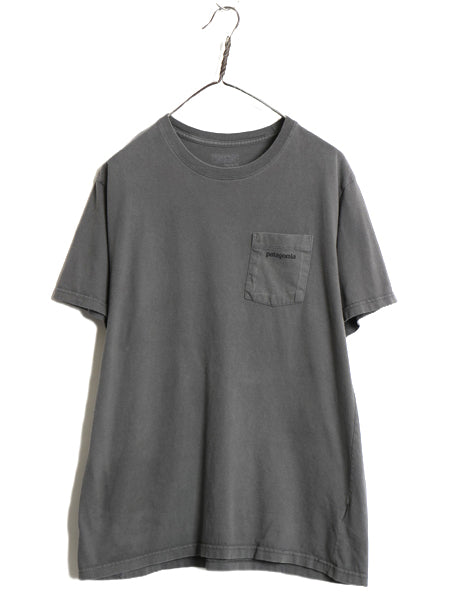 パタゴニア ポケット付き 両面 プリント 半袖 Tシャツ メンズ L / 16年製 アウトドア P6 バックプリント ボックスロゴ カットソー ポケT 灰