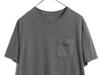 パタゴニア ポケット付き 両面 プリント 半袖 Tシャツ メンズ L / 16年製 アウトドア P6 バックプリント ボックスロゴ カットソー ポケT 灰