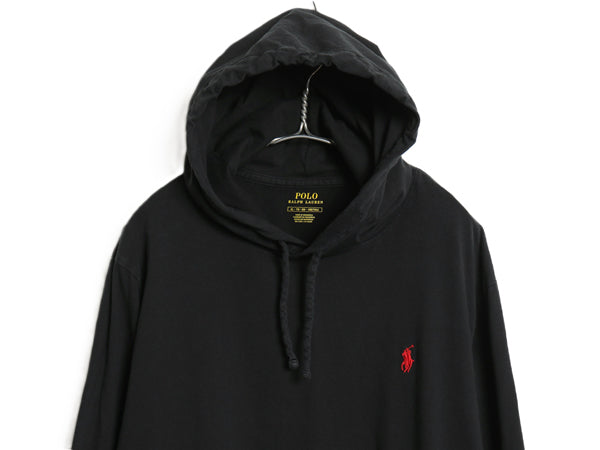 ポロ ラルフローレン フード付き 長袖 Tシャツ メンズ XL 古着 コットン ロンT フード パーカー プルオーバー カットソー 大きいサイズ 黒