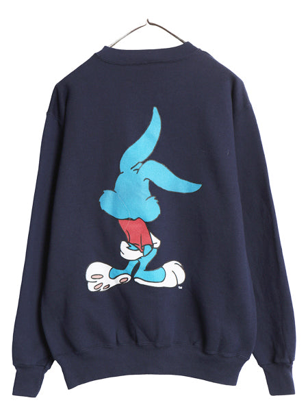 90s USA製 ワーナー バスター バニー 両面 イラスト プリント スウェット メンズ レディース L 程/ 古着 タイニー トゥーンズ キャラクター