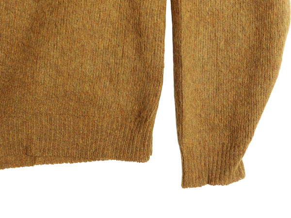 60s 70s ★ Vネック モヘア ニット セーター メンズ M / 古着 ヴィンテージ プルオーバー ラム ウール 毛足 毛長 シャギー 無地 ゴールド