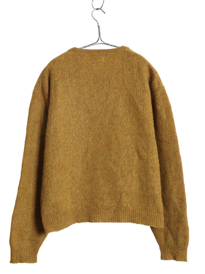 60s 70s ★ Vネック モヘア ニット セーター メンズ M / 古着 ヴィンテージ プルオーバー ラム ウール 毛足 毛長 シャギー 無地 ゴールド