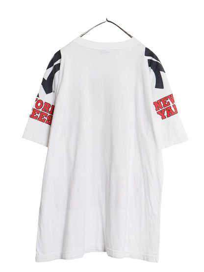 90's USA製 ヤンキース 3面 プリント Tシャツ メンズ XL オールド MLB オフィシャル 大リーグ 野球 ヘビーウェイト コットン 大きいサイズ