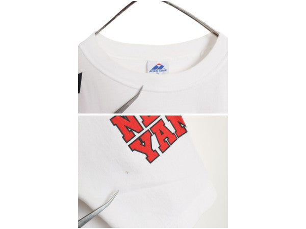90's USA製 ヤンキース 3面 プリント Tシャツ メンズ XL オールド MLB オフィシャル 大リーグ 野球 ヘビーウェイト コットン 大きいサイズ