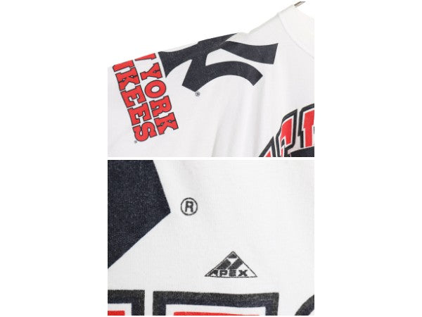 90's USA製 ヤンキース 3面 プリント Tシャツ メンズ XL オールド MLB オフィシャル 大リーグ 野球 ヘビーウェイト コットン 大きいサイズ