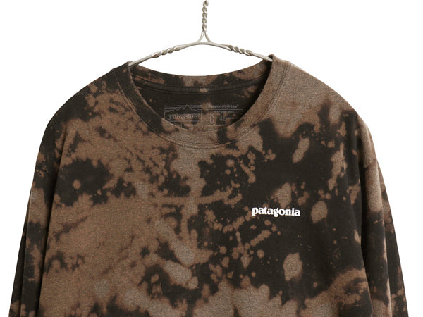 パタゴニア プリント 長袖 Tシャツ メンズ L / 古着 18年製 アウトドア ロンT ロングスリーブ 袖プリント カットソー ブリーチ タイダイ 黒