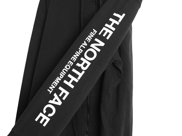 ノースフェイス フルジップ プリント スウェット フード パーカー メンズ XXL / アウトドア トレーナー 袖プリント 裏起毛 大きいサイズ 黒