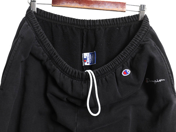 90s チャンピオン ポケット付き スウェット パンツ メンズ XXL / オールド 裏起毛 スクリプト ロゴ 目付き ヘビーウェイト 大きいサイズ 黒