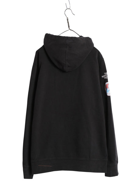ノースフェイス プリント スウェット フード パーカー メンズ レディース XL 古着 トレーナー 裏起毛 ワンポイント 大きいサイズ ブラック 