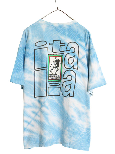 90s USA製 サッカー イタリア代表 イラスト プリント タイダイ Tシャツ メンズ XL オールド 両面 グラフィック オフィシャル 大きいサイズ