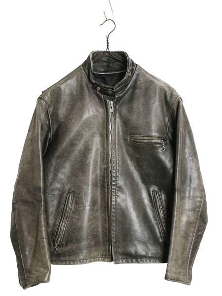 90s ★ ショット 141 本革 レザー シングル ライダース ジャケット 40 メンズ M 古着 オールド 革ジャン オールレザー フルジップ フェード