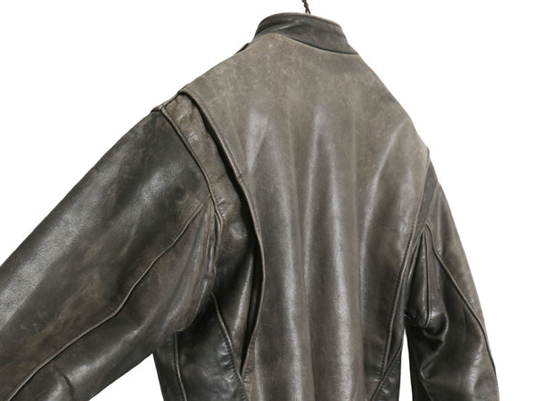 90s ★ ショット 141 本革 レザー シングル ライダース ジャケット 40 メンズ M 古着 オールド 革ジャン オールレザー フルジップ フェード