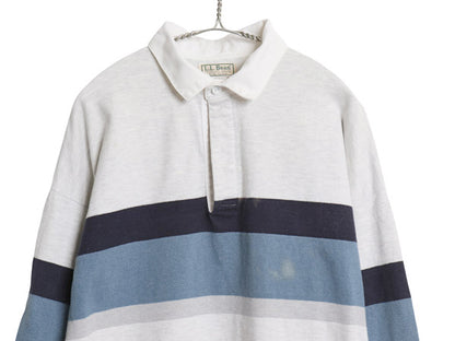 80s USA製 エルエルビーン ボーダー 長袖 ラガーシャツ メンズ XL / ヴィンテージ ラグビー 長袖シャツ ポロシャツ ボックス マルチカラー