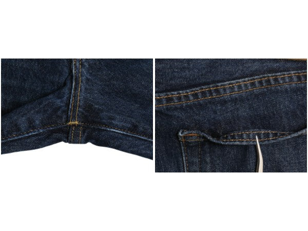 ポロ ラルフローレン デニム パンツ メンズ 34 32 / ヴィンテージ 加工 ジーンズ ジーパン ストレート 革パッチ ボトムス ヒゲ アタリ 濃紺