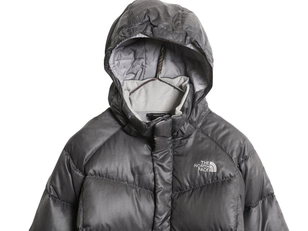 ノースフェイス ナイロン ダウン パーカー ジャケット ガールズ XL レディース M フルジップ 550フィル ブルゾン ジャンパー ハーフ コート