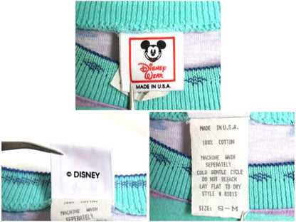 90s USA製 ディズニー キャラクター オールオーバー  Tシャツ メンズ レディース M / 当時物 オールド ミッキー ミニー 映画 ボーダー 総柄