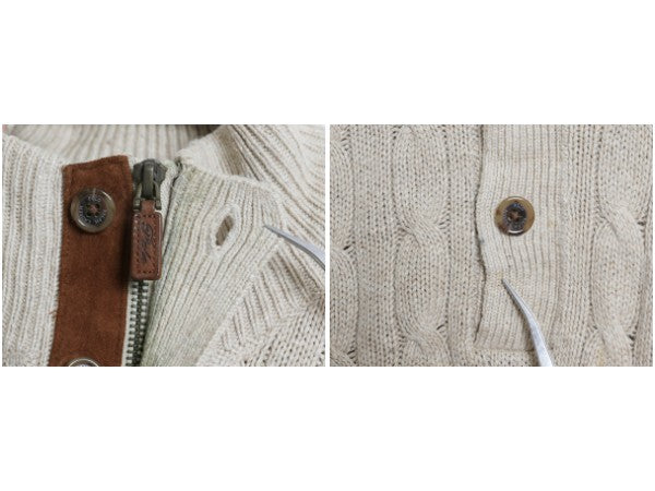 ポロ ラルフローレン ハーフジップ ケーブル ニット セーター メンズ XL ハイネック 高級 100% シルク プルオーバー シンプル 大きいサイズ