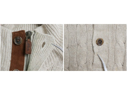 ポロ ラルフローレン ハーフジップ ケーブル ニット セーター メンズ XL ハイネック 高級 100% シルク プルオーバー シンプル 大きいサイズ