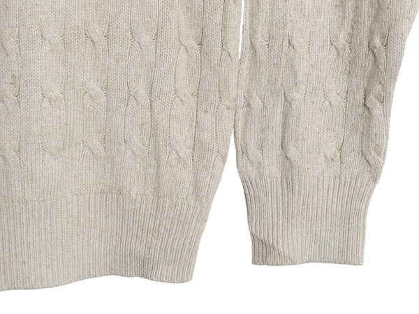 ポロ ラルフローレン ハーフジップ ケーブル ニット セーター メンズ XL ハイネック 高級 100% シルク プルオーバー シンプル 大きいサイズ