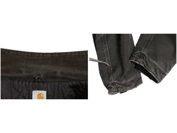 US企画 カーハート トラディショナル コート メンズ L 古着 ワーク ダック ジャケット 中綿 キルティング ライナー ハーフ コート ブラック