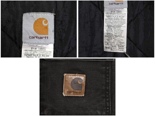 US企画 カーハート トラディショナル コート メンズ L 古着 ワーク ダック ジャケット 中綿 キルティング ライナー ハーフ コート ブラック