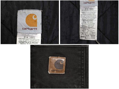 US企画 カーハート トラディショナル コート メンズ L 古着 ワーク ダック ジャケット 中綿 キルティング ライナー ハーフ コート ブラック