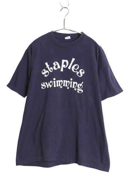 70s USA製 チャンピオン 2段 フロッキー プリント 半袖 Tシャツ メンズ XL 小さめ L ヴィンテージ バータグ シングルステッチ グラフィック