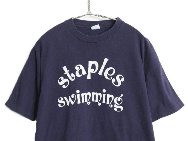 70s USA製 チャンピオン 2段 フロッキー プリント 半袖 Tシャツ メンズ XL 小さめ L ヴィンテージ バータグ シングルステッチ グラフィック