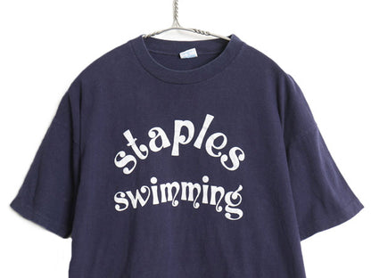 70s USA製 チャンピオン 2段 フロッキー プリント 半袖 Tシャツ メンズ XL 小さめ L ヴィンテージ バータグ シングルステッチ グラフィック
