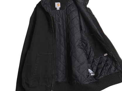 US企画 カーハート アクティブ ジャケット メンズ L / ワーク ダック パーカー 中綿 キルティング ライナー フルジップ ブルゾン ブラック