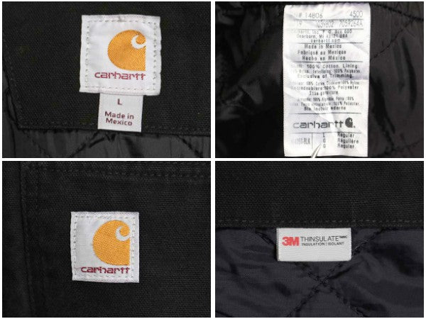 US企画 カーハート アクティブ ジャケット メンズ L / ワーク ダック パーカー 中綿 キルティング ライナー フルジップ ブルゾン ブラック