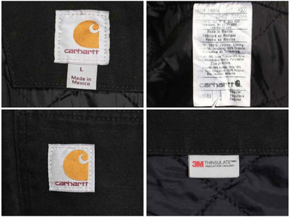 US企画 カーハート アクティブ ジャケット メンズ L / ワーク ダック パーカー 中綿 キルティング ライナー フルジップ ブルゾン ブラック