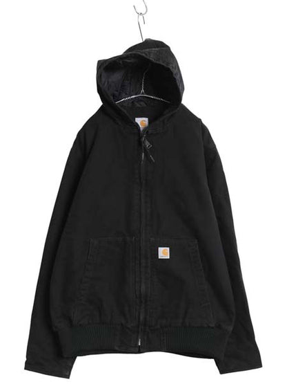 US企画 カーハート アクティブ ジャケット メンズ L / ワーク ダック パーカー 中綿 キルティング ライナー フルジップ ブルゾン ブラック