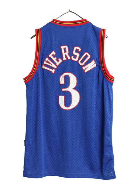 セブンティ シクサーズ メッシュ タンクトップ メンズ S 古着 NBA オフィシャル アディダス アイバーソン ユニフォーム バスケ ジャージ 星