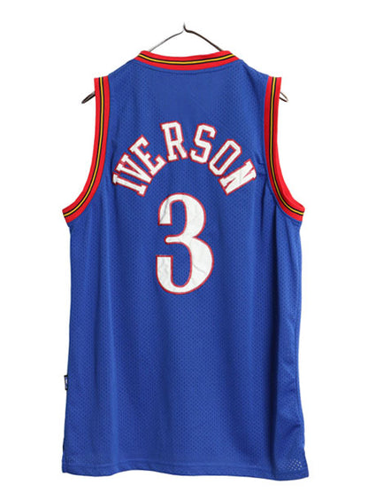 セブンティ シクサーズ メッシュ タンクトップ メンズ S 古着 NBA オフィシャル アディダス アイバーソン ユニフォーム バスケ ジャージ 星