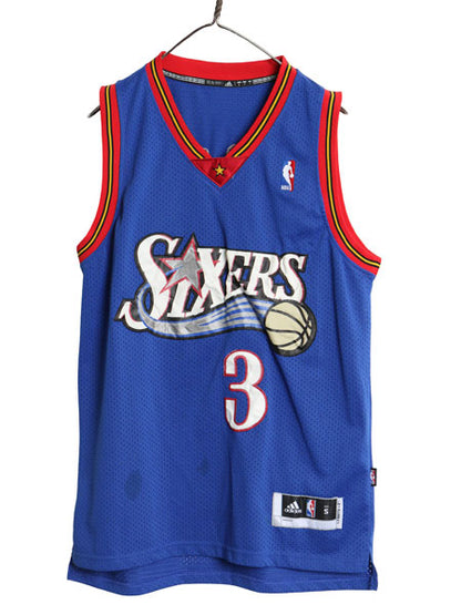 セブンティ シクサーズ メッシュ タンクトップ メンズ S 古着 NBA オフィシャル アディダス アイバーソン ユニフォーム バスケ ジャージ 星