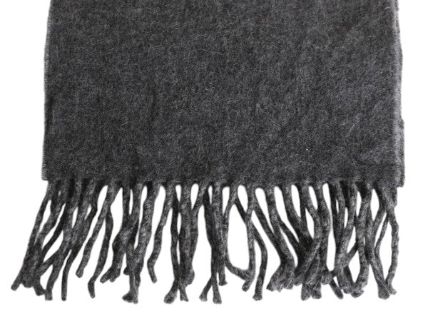 イタリア製 ポロ ラルフローレン 無地 リバーシブル マフラー メンズ レディース ウール フリンジ付き ポニー刺繍 チャコールグレー グレー
