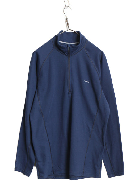 パタゴニア キャプリーン 3 長袖 Tシャツ メンズ L 07年製 アウトドア ハーフジップ ロンT ハイネック ストレッチ インナー カットソー 紺