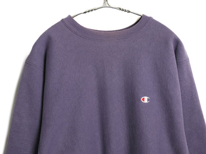 90s USA製 ★ チャンピオン リバースウィーブ スウェット メンズ L / オールド トレーナー ワンポイント 目付き ヘビーウェイト パープル 