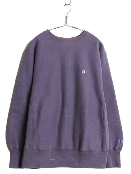 90s USA製 ★ チャンピオン リバースウィーブ スウェット メンズ L / オールド トレーナー ワンポイント 目付き ヘビーウェイト パープル 
