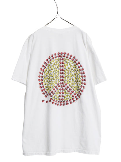 90s ★ テントウ虫 ピースマーク アート イラスト プリント Tシャツ メンズ XL 古着 オールド アニマル 昆虫 大きいサイズ ヘビーウェイト