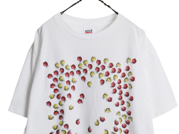 90s ★ テントウ虫 ピースマーク アート イラスト プリント Tシャツ メンズ XL 古着 オールド アニマル 昆虫 大きいサイズ ヘビーウェイト